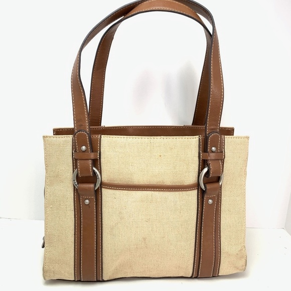 ETIENNE AIGNER Jute Canvas Shoulder Bag Purse Tote - Picture 1 of 16